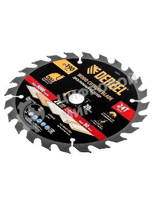 Пильный диск по дереву Denzel ф190 х 20 мм, 24 зубьев