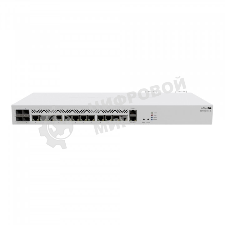 Маршрутизатор Mikrotik CCR2116-12G-4S+ Cloud Core Router 2116-12G-4S+ with Amazon Annapurna Labs Alpine v3 AL73400 CPU (16-cores, 2GHz per core), 16Gb RAM, 4xSFP+ cage, 13xGbit LAN, M.2 PCIe slot, RouterOS L6, 1U rackmount case, Dual PSU