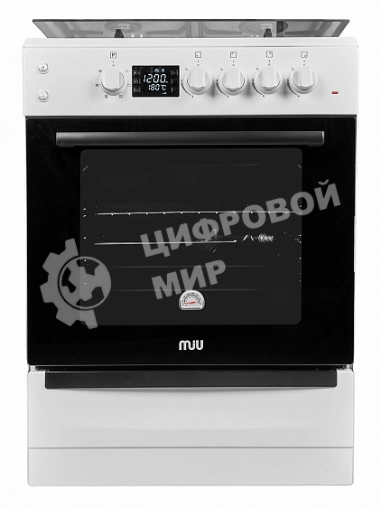 Плита комбинированная MIU 6040 ЕRPDCHK белый, конфорок 4 шт газовых, духовка 65 л, 60 см x 85 см x 60 см