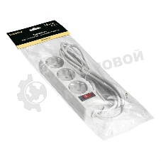 Удлинитель ExeGate EC-3-1.8W (EX279346RU), белый, 1,8 м, евровилка с заземлением, 3 евророзетки с заземлением, 2200 Вт