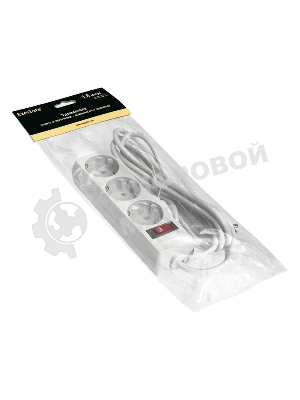 Удлинитель ExeGate EC-3-1.8W (EX279346RU), белый, 1,8 м, евровилка с заземлением, 3 евророзетки с заземлением, 2200 Вт