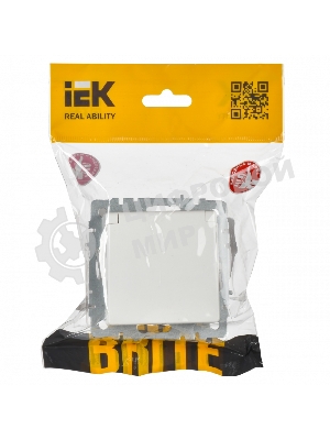 Розетка 1-местная IEK BRITE РСбш10-3-БрБ (BR-R16-16-K01) с заземлением, с защитными шторками и крышкой, 16А, IP20, белый