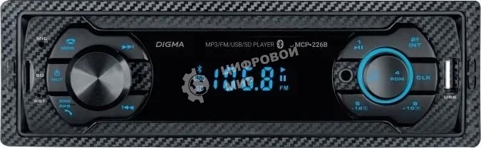 Автомагнитола Digma MCP-226B, 1 DIN, USB Type-A, AUX