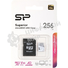 Флеш карта microSD 256Gb Silicon Power Superior Pro A2 microSDXC Class 10 UHS-I U3 Colorful 100/80 Mb/s (SD адаптер)