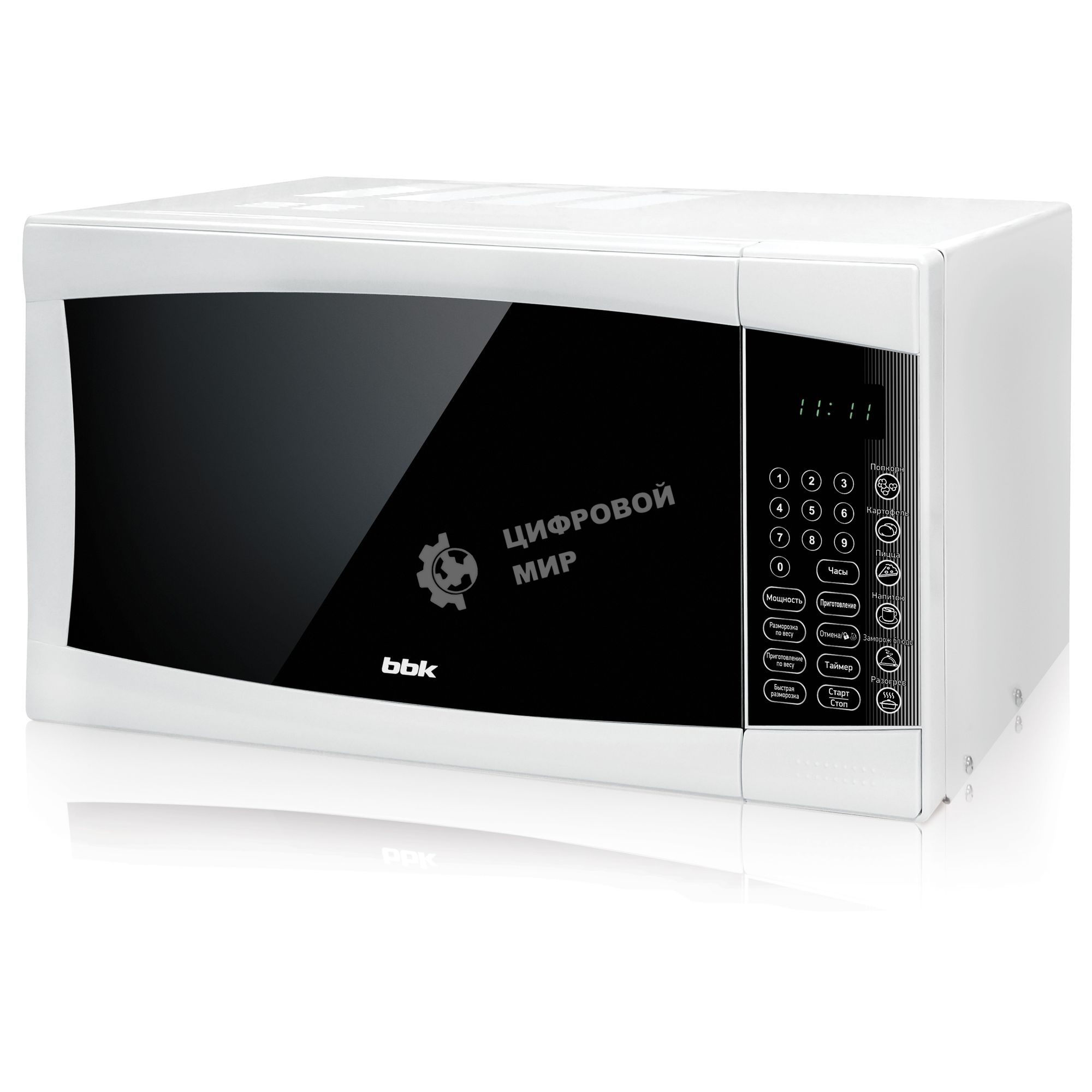 Микроволновая печь BBK 23MWS-915S/W белый, 23 л, 900 Вт, переключатели - сенсор