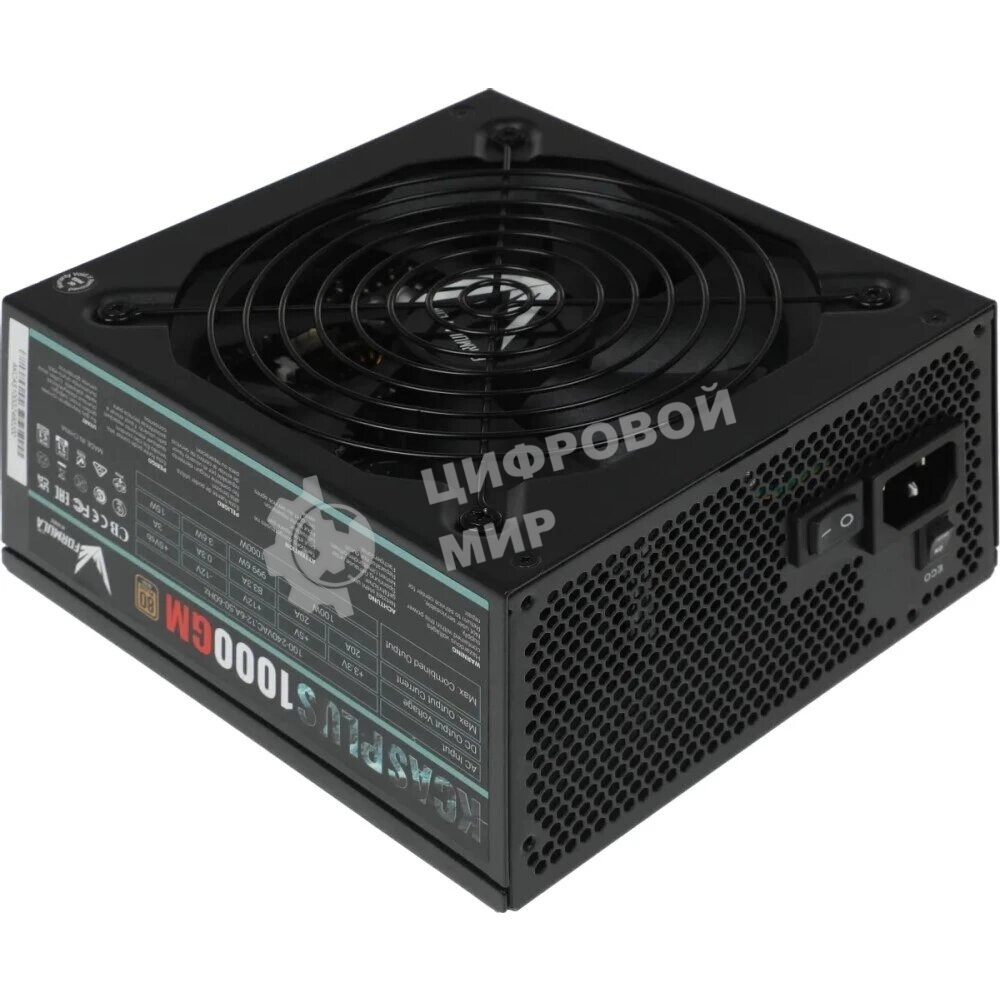 Блок питания Aerocool/Formula 1000W Retail KCAS PLUS 1000GM, 80 PLUS Gold, ATX v2.4, модульный, fan 14cm, 6x PCI-E [6+2-Pin], 10x SATA, 6x MOLEX