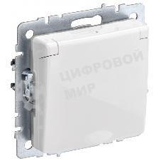 Розетка 1-местная IEK BRITE РСбш10-3-БрБ (BR-R16-16-K01) с заземлением, с защитными шторками и крышкой, 16А, IP20, белый