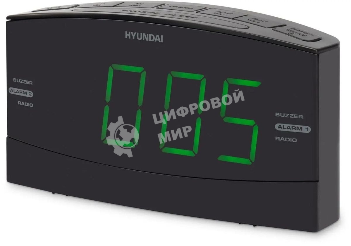 Радиобудильник Hyundai H-RCL238 черный LCD подсв:зеленая часы:цифровые FM