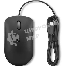 Мышь проводная Lenovo 400 черный, 2400 dpi, USB-C, кнопки - 4