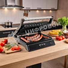 Гриль электрический Kitfort КТ-3682 2000Вт черный/серебристый