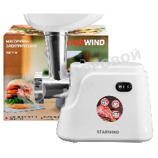 Мясорубка электрическая Starwind SMG3120 белый, 1500 Вт, 2.0 кг/мин, реверс, защита от перегрузки, насадки - 5