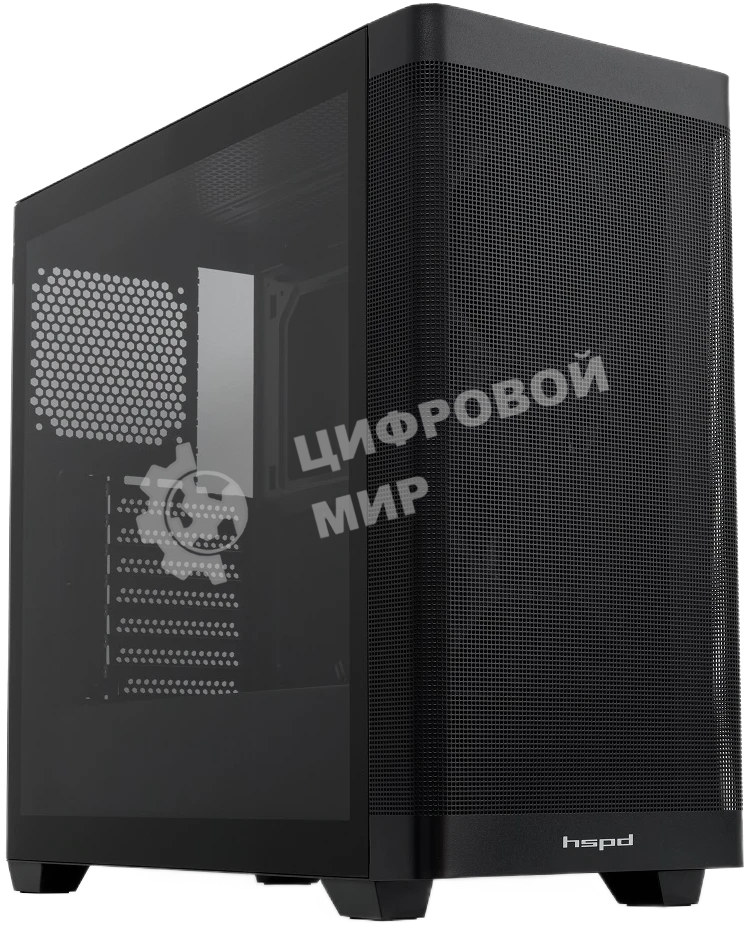 Компьютерный корпус без блока питания Case HSPD M740, Mesh Mid Tower, черный, TG, 0.6 SPCC, no fans, E-ATX, ATX, mATX, mITX, 170/400/200мм, 4x2.5