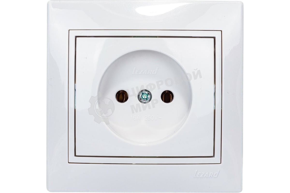 Розетка 1-м СП Мира 16А IP20 без заземл. керам. белый/белый LEZARD 701-0202-121