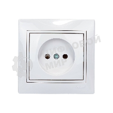 Розетка 1-м СП Мира 16А IP20 без заземл. керам. белый/белый LEZARD 701-0202-121
