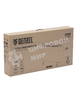 Конвектор электрический Denzel XCE-2000B черный, 2000 Вт, 25 м2, термостат