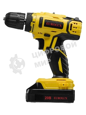 Дрель-шуруповерт Eurolux ДА-20DU-2, 12 В, 1.5 Ач, 25 Нм, щеточный
