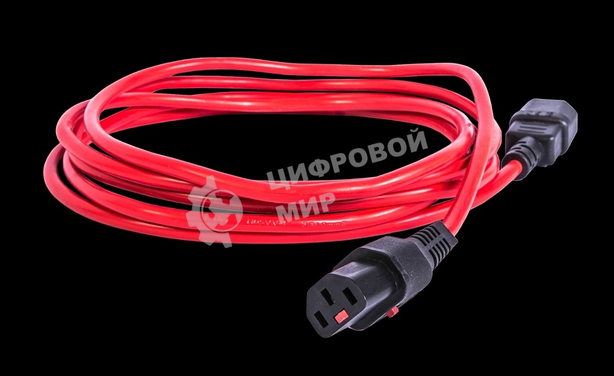 Шнур питания с фиксатором REM IEC 60320 C13/IEC 60320 C14, 10 А/250 В (3 * 1,0), длина 1,8 м, красный R-10-Cord-C13-C14-1.8-Red
