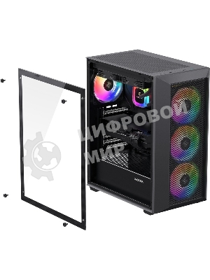 Компьютерный корпус XASTRA A406 4ARGB Black ATX/Mesh/tempered glass/4x120мм ARGB PWM fans/A406-4FC12A
