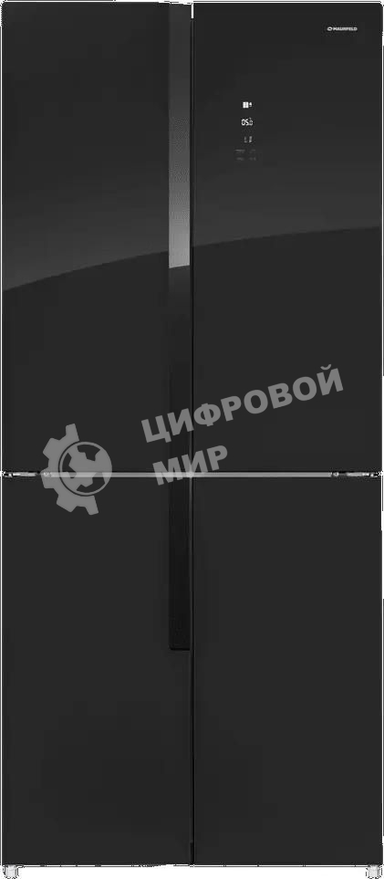 Холодильник Maunfeld MFF181NFB черный глянцевый, трехкамерный, 333/164л, морозилка сбоку, No Frost, Side by Side