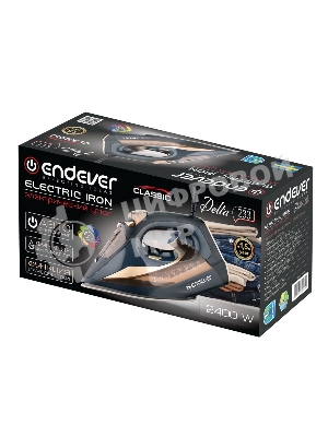 Утюг Endever DELTA-233 черный/золотой, 2400 Вт, 35 г/мин, 145 г/мин, 350 мл