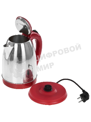 Чайник электрический ВАСИЛИСА ВА-1021 нерж. красный: 1500 Вт, 1.8 л (12)