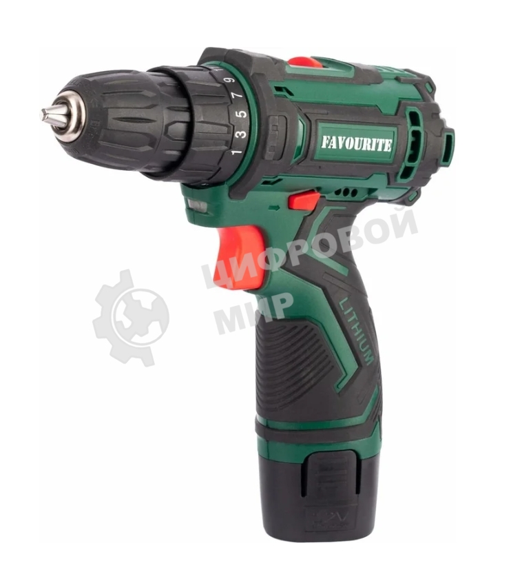 Дрель-шуруповёрт FAVOURITE DC 1202 PROMO SET, 12 В, 2 Ач, 22 Нм, щеточный