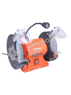 Станок заточной PATRIOT Expert GM 200 L, подсветка, 550Вт, 2980об/мин, 200мм диск, А36/А60 зерн, посадочный 16 мм, асинхронный, адаптер на круги 32 мм