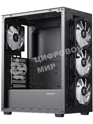 Компьютерный корпус XASTRA A406 4ARGB Black ATX/Mesh/tempered glass/4x120мм ARGB PWM fans/A406-4FC12A