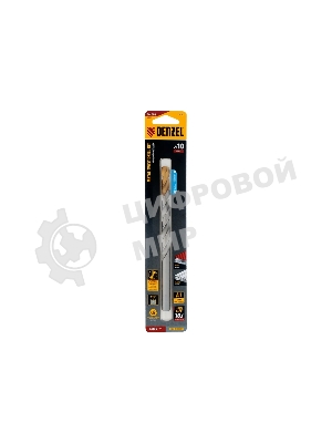 Сверло спиральное по металлу Denzel 10 х 184 мм, Р6М5, Golden Tip, удлиненное