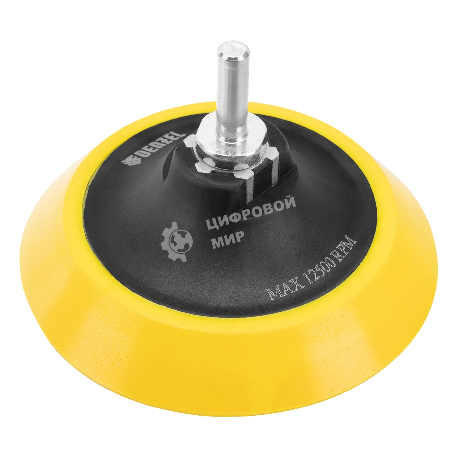 Тарелка опорная для дрели и УШМ Denzel с липучкой, 115 мм, мягкая, с адаптером c М14 на d8