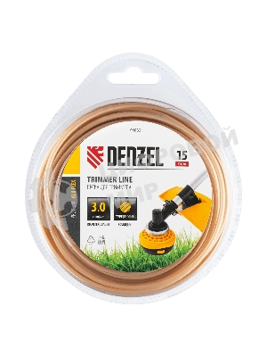 Леска для триммера Denzel армированная алюминием круглая, 3,0мм х 15м, блистер ALUFLEX