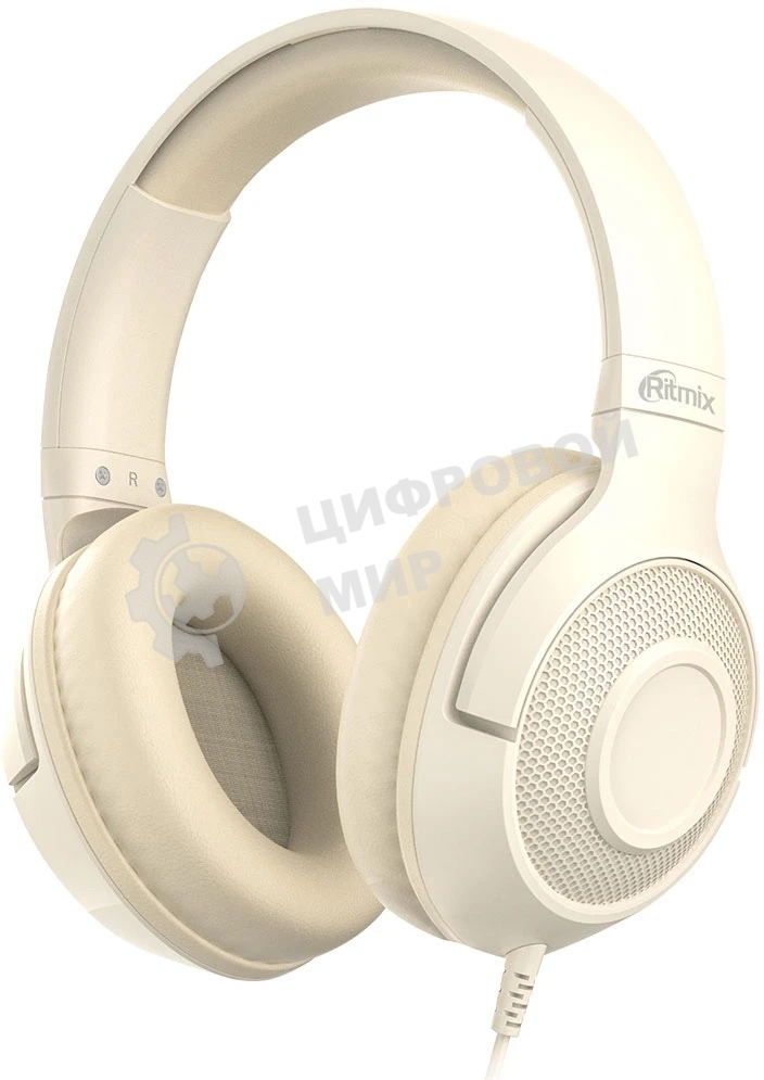 Проводные наушники Ritmix RH-544 бежевый, накладные, Jack 3.5 мм, складная конструкция