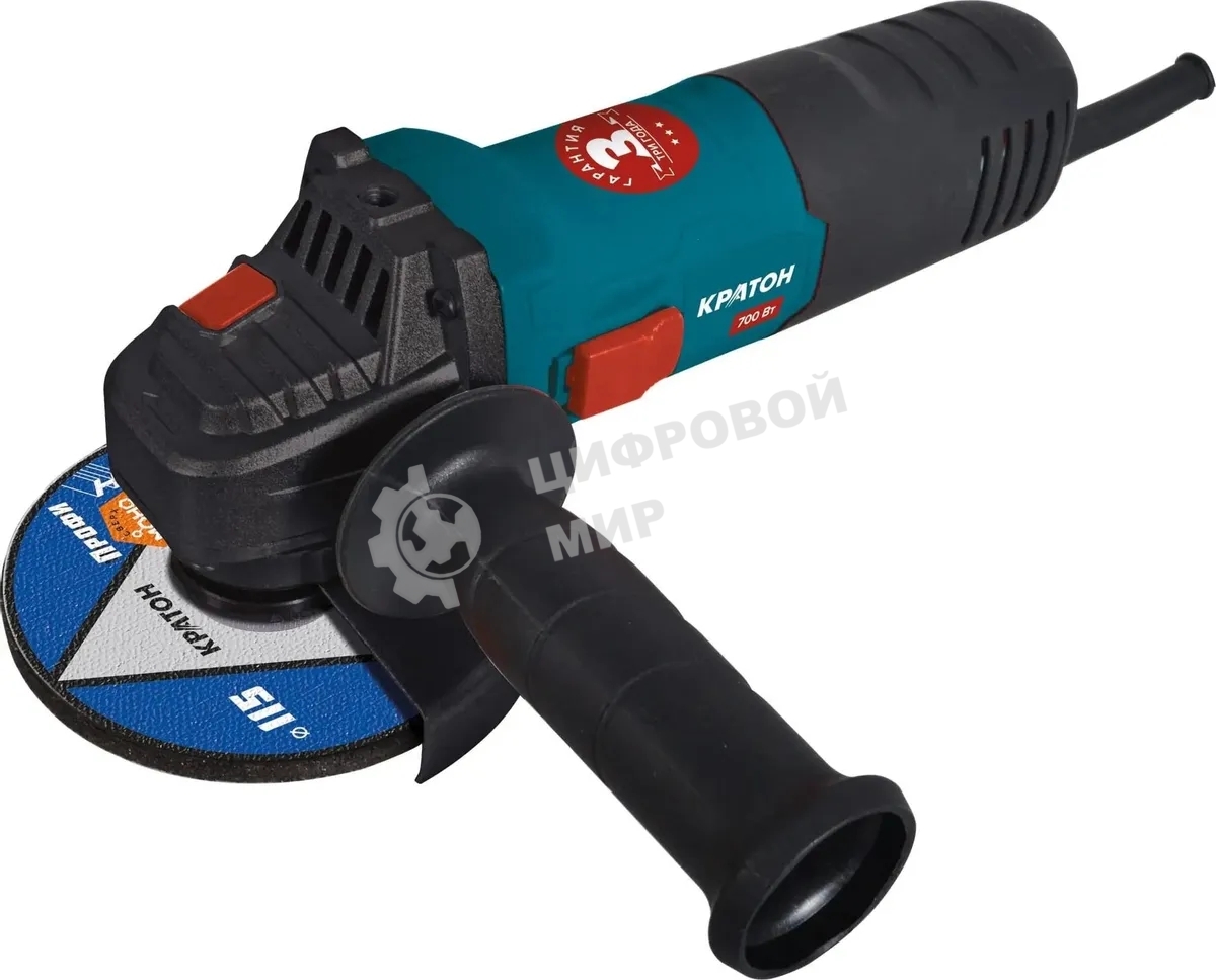 Угловая шлифовальная машина Кратон AMG-700-115 700Вт 11000об/мин рез.шпин.:M14 d=115мм (3 05 01 039)