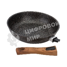 Сковорода Kukmara Granit ultra сго262а, 26 см, съемная ручка, без крышки, серый