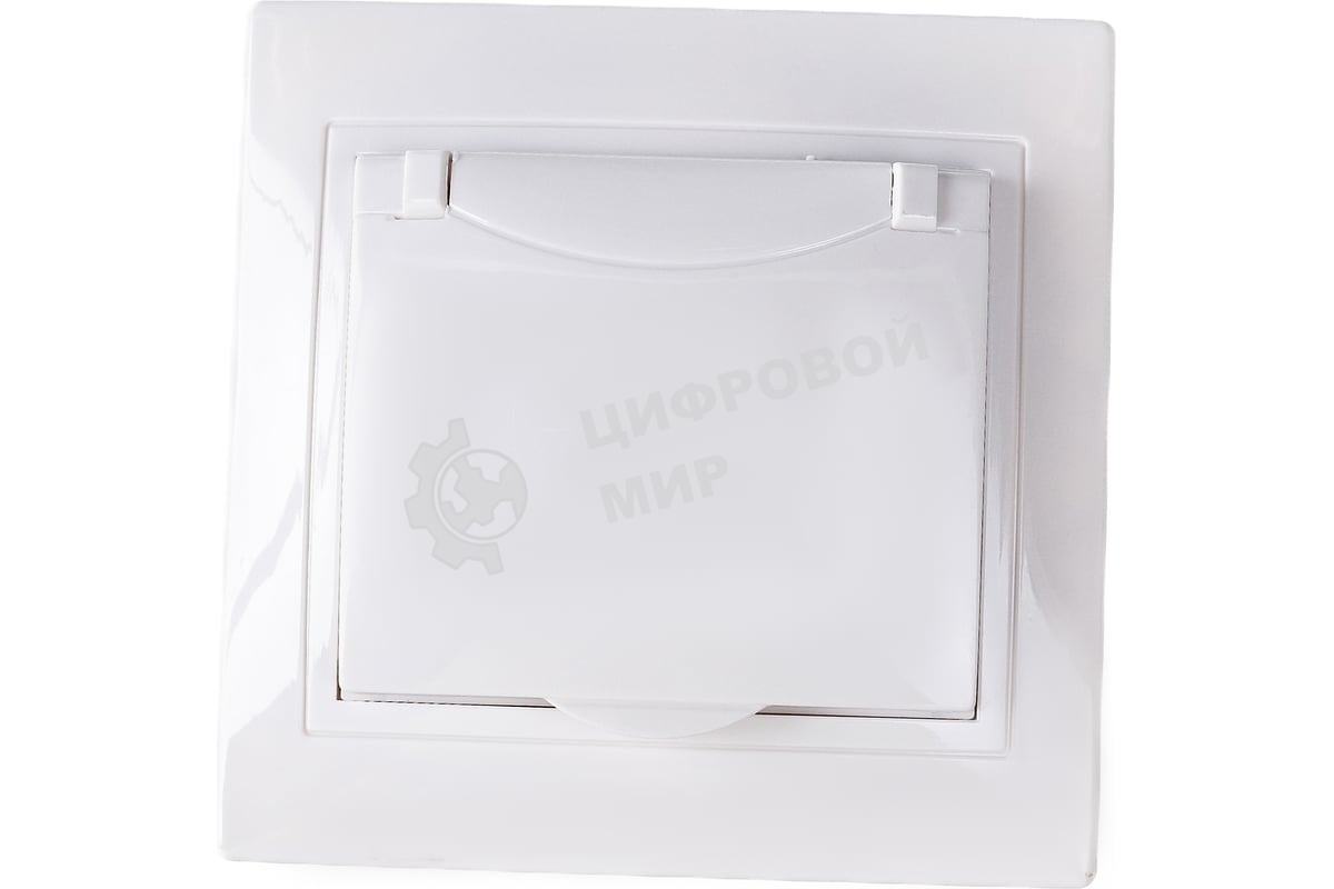 Розетка 1-м СП Кварта 16А РСбш10-3-КБ с защ. крышкой защ. шторки с заземл. IP20 белый IEK ERK12-K01-16-DM