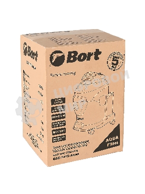 Строительный пылесос Bort BSS-1415-Aqua черный/синий, 200/1400 Вт, уборка сухая/влажная, пылесборник мешок/контейнер, 15 л