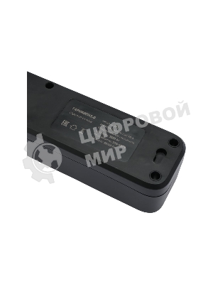 Сетевой фильтр Гарнизон 2.0 EPS-5-B-5, 5 р, 10А, 5 м, ур.защиты 2+, черный, пакет