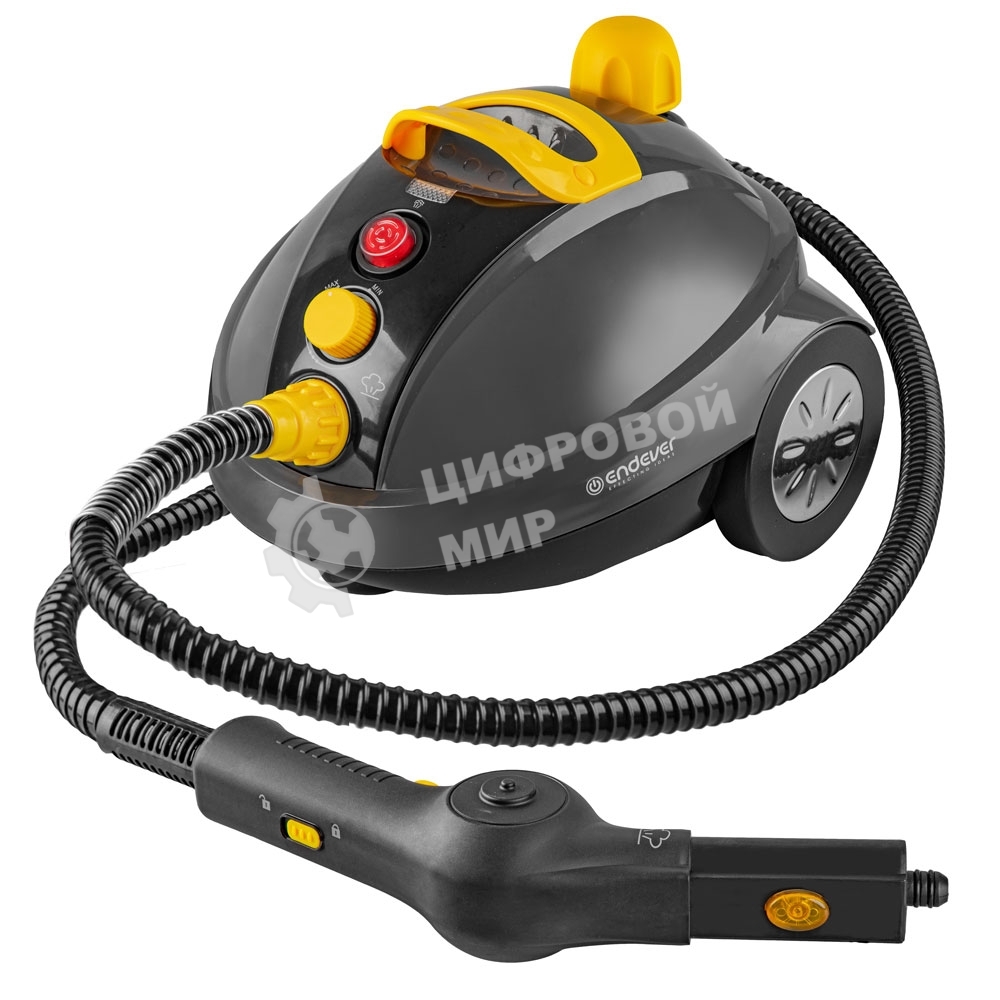 Универсальный отпариватель-пароочиститель Endever Odyssey Q-808, темно-серый/желтый, мощность 1500 Вт, 3,5 бар, бак 700 мл, 85 г/мин, 2 шт/уп.