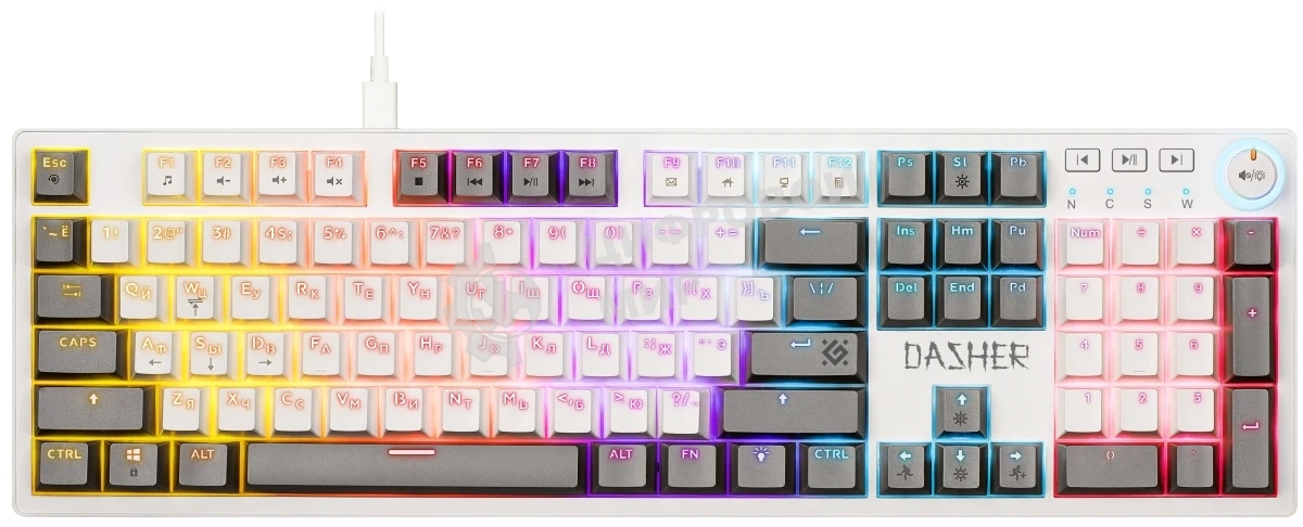 Клавиатура Defender Dasher GK-472 проводная, USB Type-A, белый/серый