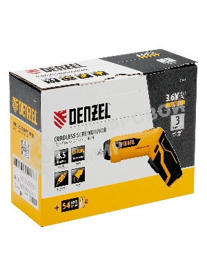 Отвертка аккумуляторная Denzel CSH-3.6, 54 биты, Li-Ion, 3,6 В