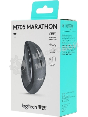 Мышь беспроводная Logitech M705 черный, 1000 dpi, радиоканал, USB, кнопки - 7