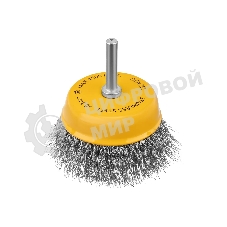 Щетка для дрели Denzel 75 мм, чашка, со шпилькой, нержавеющая витая проволока