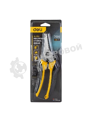 Ножницы универсальные строительные Deli DL2908 205мм, 48-52HRC, прорезиненная рукоятка