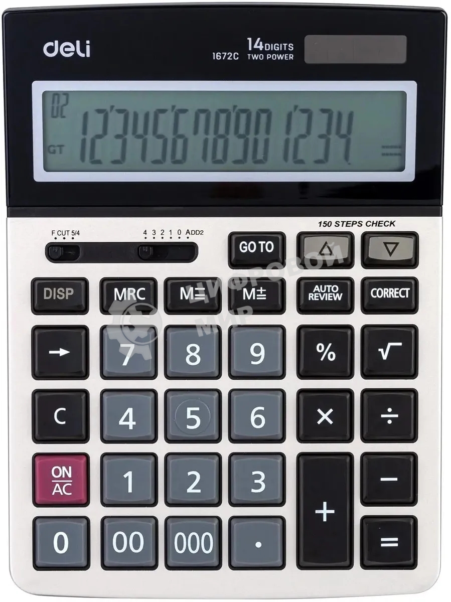 Калькулятор настольный Deli E1672C серебристый 14-разр.