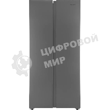 Холодильник Hyundai CS40082F нержавеющая сталь двухкамерный 230/142л морозилка слева, No Frost, Side by Side