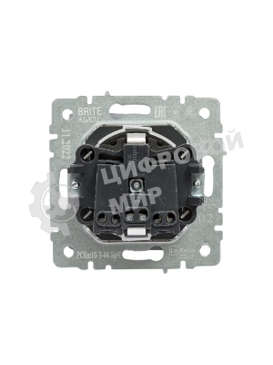 Розетка 1-местная IEK BRITE РСбш10-3-БрЧ (BR-R16-16-K02) с заземлением, с защитными шторками и крышкой, 16А, IP20, черный