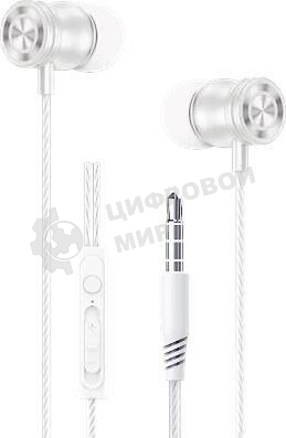 Наушники проводные Aksberry AM9 белый, вкладыши, Jack 3.5 мм, микрофон на проводе