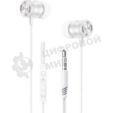 Наушники проводные Aksberry AM9 белый, вкладыши, Jack 3.5 мм, микрофон на проводе