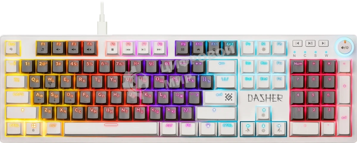 Клавиатура Defender Dasher GK-472 проводная, USB Type-A, серый/белый