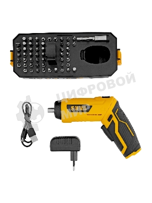 Отвертка аккумуляторная Denzel CSH-3.6, 54 биты, Li-Ion, 3,6 В